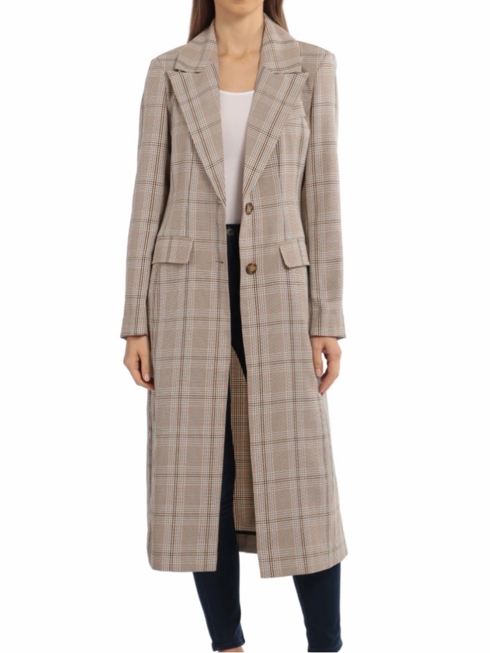 NWOT AVEC LES FILLES Single breasted plaid duster coat
